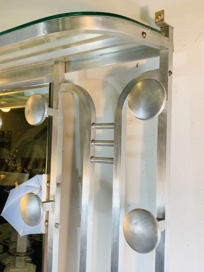MODERNIST ART DECO ALUMINUM HALL RACK