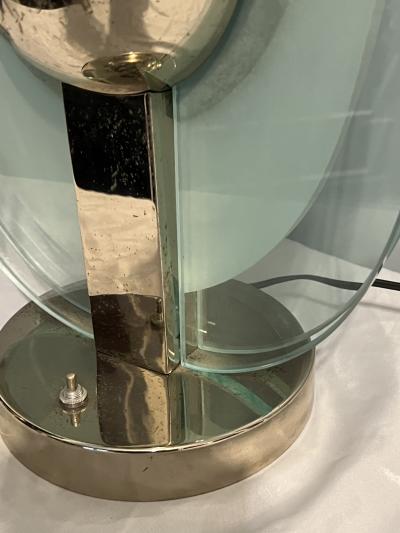 MODERNIST ART DECO CHROME AND GLASS TABLE TORCHIERE