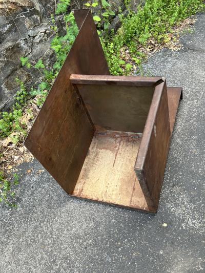 MODERNIST BRUTALIST SCULPTURAL CUBISTIC STEEL CHAIR