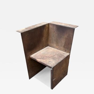 MODERNIST BRUTALIST SCULPTURAL CUBISTIC STEEL CHAIR