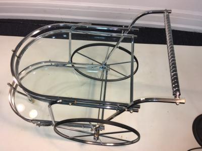 MODERNIST CHROME AND GLASS BAR CART