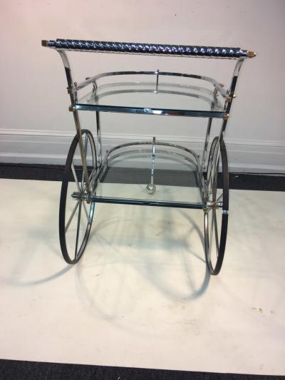 MODERNIST CHROME AND GLASS BAR CART
