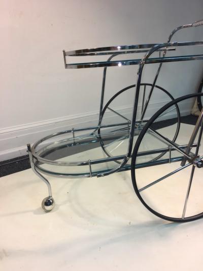MODERNIST CHROME AND GLASS BAR CART