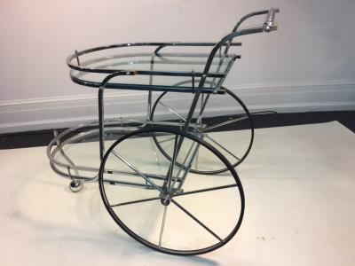 MODERNIST CHROME AND GLASS BAR CART