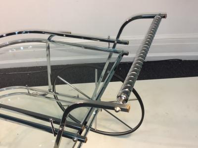 MODERNIST CHROME AND GLASS BAR CART