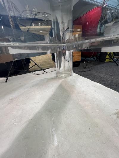 MODERNIST CHROME AND GLASS TRIANGULAR COFFEE TABLE