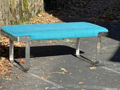 MODERNIST CHROME BAND BENCH IN THE MANNER OF MILO BAUGHMAN