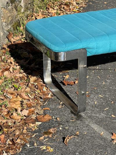 MODERNIST CHROME BAND BENCH IN THE MANNER OF MILO BAUGHMAN