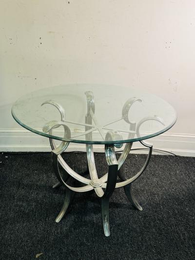 MODERNIST CHROME CURVED STRAP TABLE