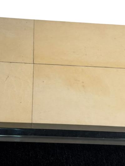 MODERNIST GOATSKIN TOP LUCITE BASE COFFEE TABLE