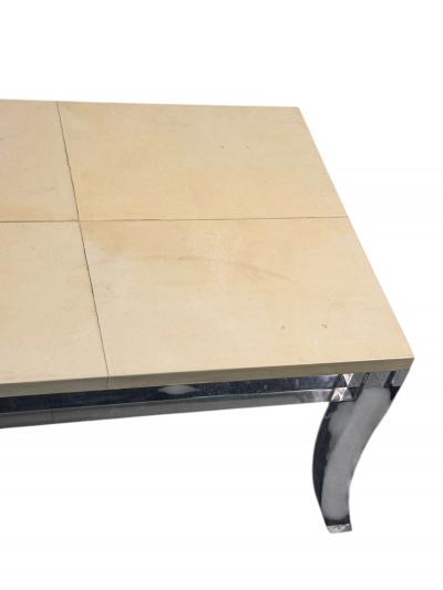 MODERNIST GOATSKIN TOP LUCITE BASE COFFEE TABLE