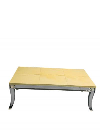 MODERNIST GOATSKIN TOP LUCITE BASE COFFEE TABLE