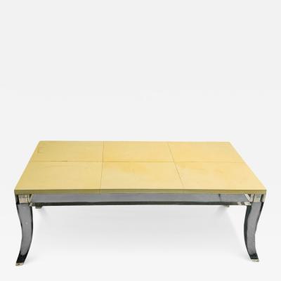 MODERNIST GOATSKIN TOP LUCITE BASE COFFEE TABLE