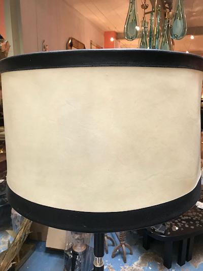 MODERNIST LEATHER CHROME AND NICKEL STANDING LAMP