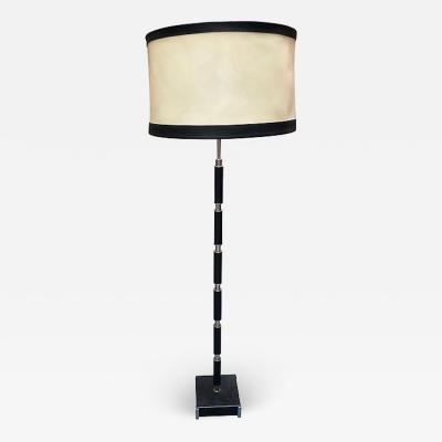 MODERNIST LEATHER CHROME AND NICKEL STANDING LAMP