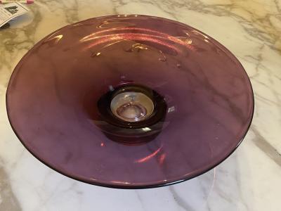 MODERNIST MID CENTURY AMETHYST GLASS FOOTED BOWL