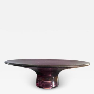 MODERNIST MID CENTURY AMETHYST GLASS FOOTED BOWL