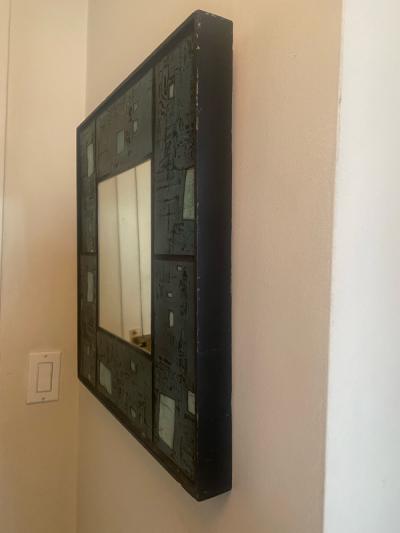 MODERNIST MID CENTURY ARTIST POTTERY TILE MIRROR
