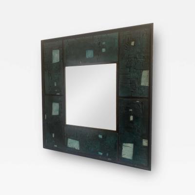 MODERNIST MID CENTURY ARTIST POTTERY TILE MIRROR