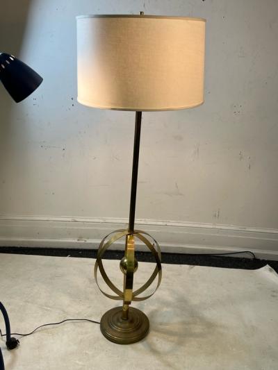 MODERNIST MID CENTURY BRASS ARMILLARY GLOBE FLOOR LAMP