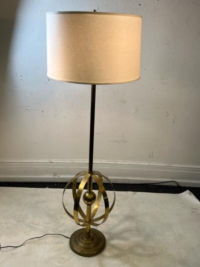 MODERNIST MID CENTURY BRASS ARMILLARY GLOBE FLOOR LAMP