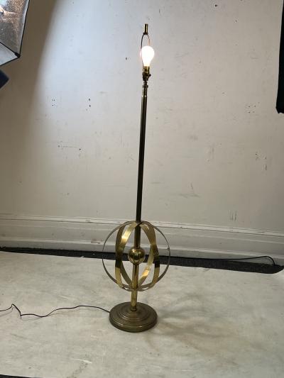MODERNIST MID CENTURY BRASS ARMILLARY GLOBE FLOOR LAMP