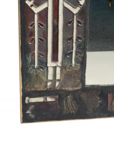 MODERNIST NATIVE AMERICAN DESIGN CERAMIC FRAMED MIRROR