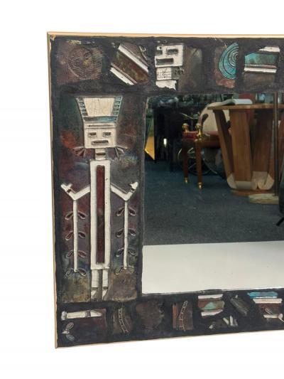MODERNIST NATIVE AMERICAN DESIGN CERAMIC FRAMED MIRROR