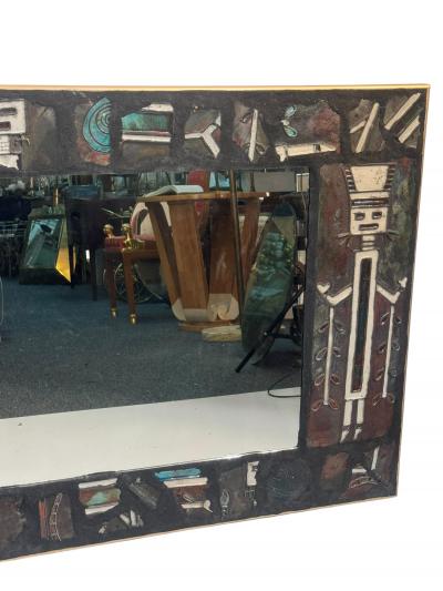 MODERNIST NATIVE AMERICAN DESIGN CERAMIC FRAMED MIRROR