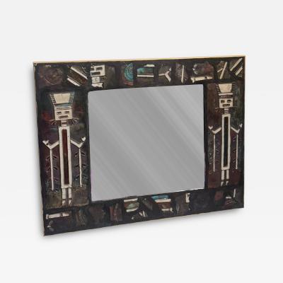 MODERNIST NATIVE AMERICAN DESIGN CERAMIC FRAMED MIRROR
