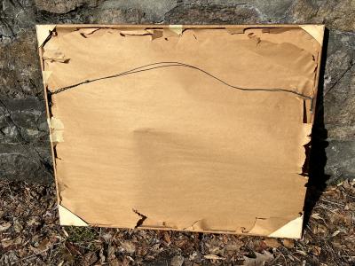 MODERNIST NUDE ANGEL SHIP FIGUREHEAD WATERCOLOR AND GOUACHE PAINTING SIGNED 1969