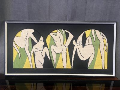 MODERNIST NUDE CUBIST NEEDLEPOINT