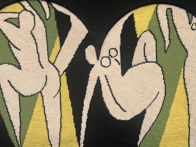 MODERNIST NUDE CUBIST NEEDLEPOINT