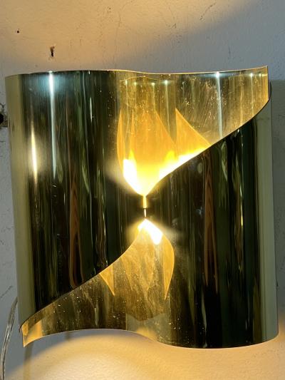 MODERNIST PAIR OF GOLD PLATED CURVED SCONCES