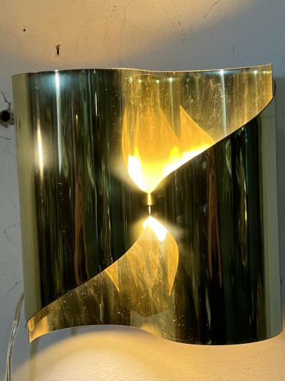 MODERNIST PAIR OF GOLD PLATED CURVED SCONCES