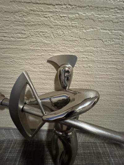 MODERNIST PAIR OF NICKELED BRONZE WARRIOR WALL SCULPTURES