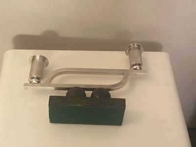 MODERNIST PAIR OF STERLING AND WOOD ART DECO CANDLESTICKS