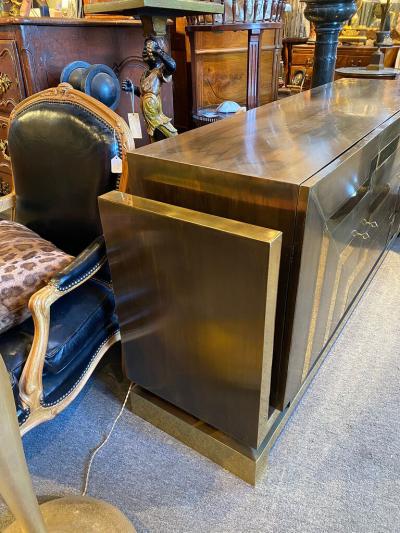 MODERNIST POLISHED AND PATINATED BRASS CREDENZA