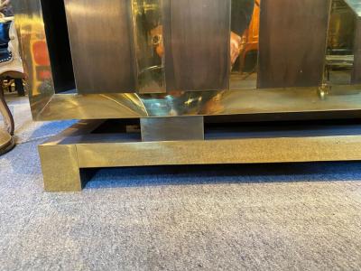 MODERNIST POLISHED AND PATINATED BRASS CREDENZA
