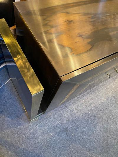 MODERNIST POLISHED AND PATINATED BRASS CREDENZA