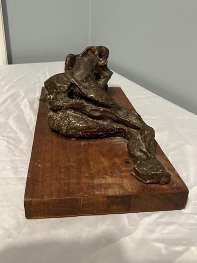 MODERNIST RECLINING NUDE CLAD CLAY SCULPTURE