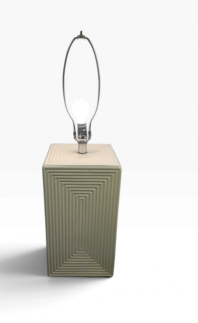 MODERNIST RECTANGULAR COCENTRIC DESIGN WHITE CERAMIC LAMPS