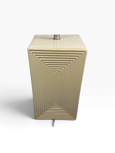 MODERNIST RECTANGULAR COCENTRIC DESIGN WHITE CERAMIC LAMPS