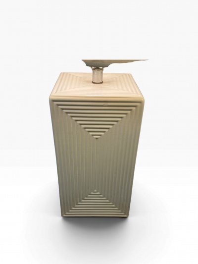 MODERNIST RECTANGULAR COCENTRIC DESIGN WHITE CERAMIC LAMPS