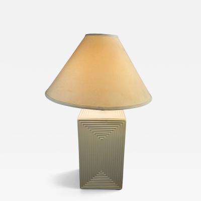 MODERNIST RECTANGULAR COCENTRIC DESIGN WHITE CERAMIC LAMPS