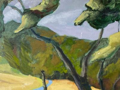 MODERNIST RIVER IN VALLEY PAINTING
