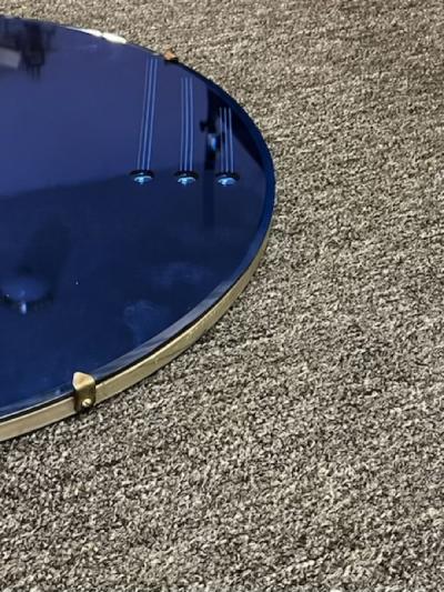 MODERNIST ROUND BLUE ART DECO MIRROR