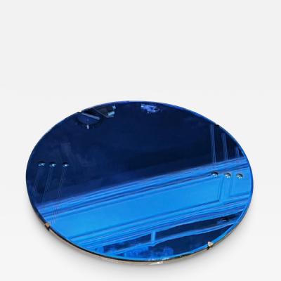 MODERNIST ROUND BLUE ART DECO MIRROR