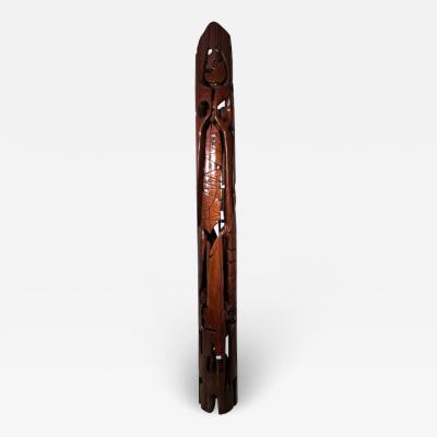 MODERNIST SIGNED ABSTRACT CARVED TOTEM SCULPTURE