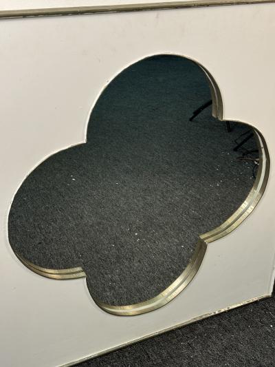 MODERNIST SILVER LEAF AND WHITE ENAMEL CLUB DESIGN MIRROR